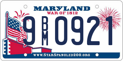 MD license plate 9BM0921