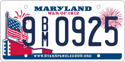 MD license plate 9BM0925