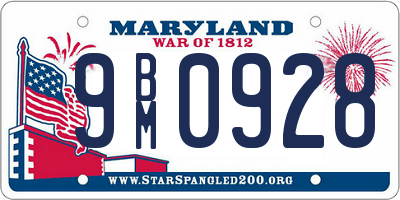 MD license plate 9BM0928