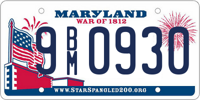 MD license plate 9BM0930