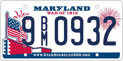 MD license plate 9BM0932