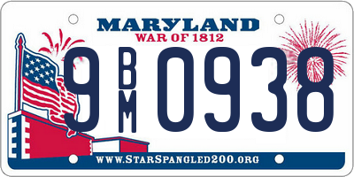 MD license plate 9BM0938