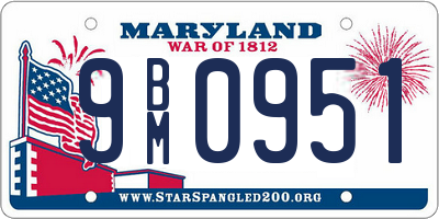 MD license plate 9BM0951