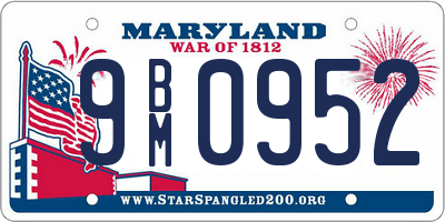 MD license plate 9BM0952
