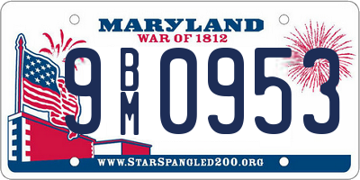 MD license plate 9BM0953