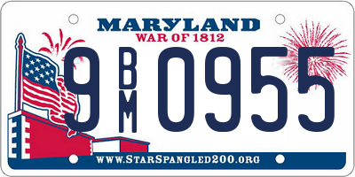 MD license plate 9BM0955