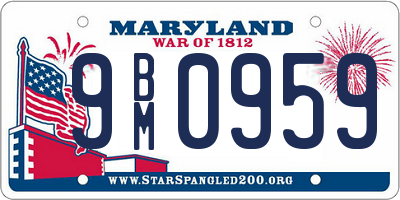 MD license plate 9BM0959