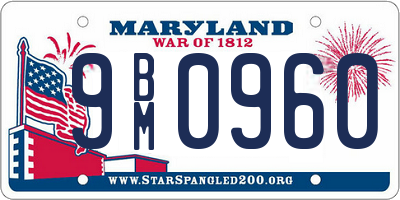 MD license plate 9BM0960