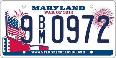 MD license plate 9BM0972