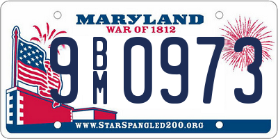 MD license plate 9BM0973