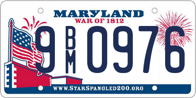 MD license plate 9BM0976