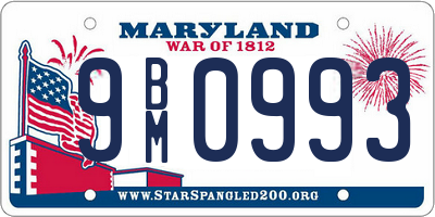 MD license plate 9BM0993