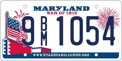 MD license plate 9BM1054