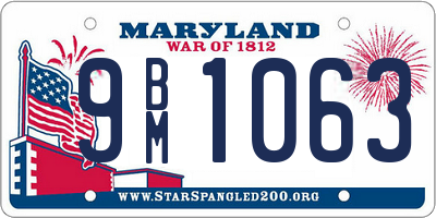 MD license plate 9BM1063