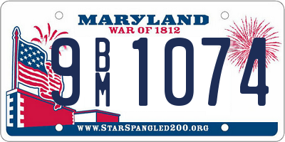 MD license plate 9BM1074