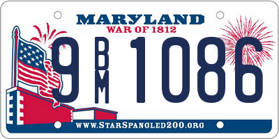 MD license plate 9BM1086
