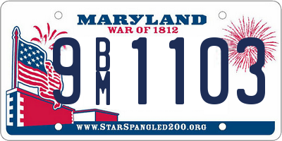 MD license plate 9BM1103