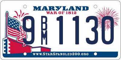 MD license plate 9BM1130