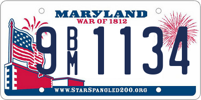 MD license plate 9BM1134