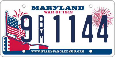 MD license plate 9BM1144