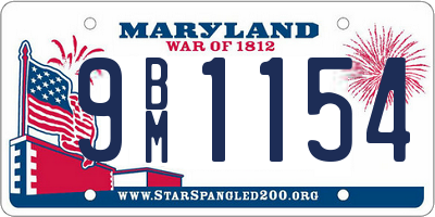 MD license plate 9BM1154