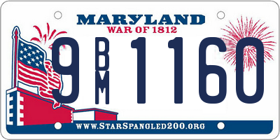 MD license plate 9BM1160