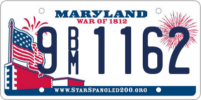 MD license plate 9BM1162