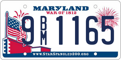 MD license plate 9BM1165