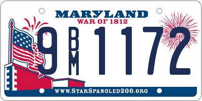 MD license plate 9BM1172