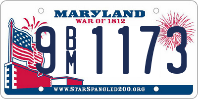 MD license plate 9BM1173