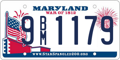 MD license plate 9BM1179