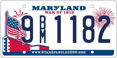 MD license plate 9BM1182