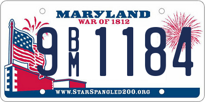 MD license plate 9BM1184