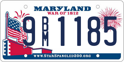 MD license plate 9BM1185