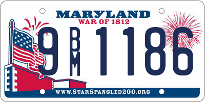 MD license plate 9BM1186