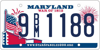 MD license plate 9BM1188