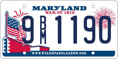 MD license plate 9BM1190