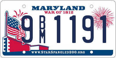 MD license plate 9BM1191