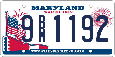 MD license plate 9BM1192