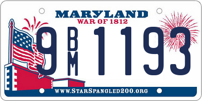 MD license plate 9BM1193