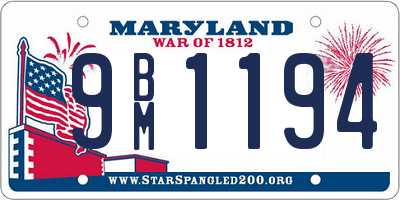 MD license plate 9BM1194