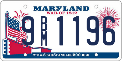 MD license plate 9BM1196