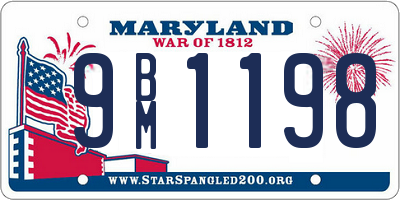 MD license plate 9BM1198