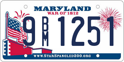 MD license plate 9BM1251