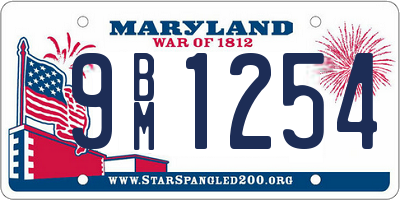 MD license plate 9BM1254