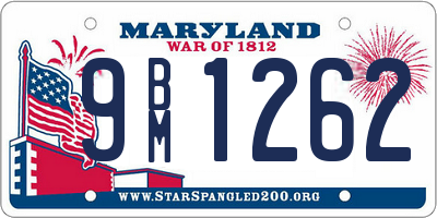 MD license plate 9BM1262