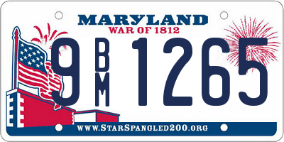 MD license plate 9BM1265