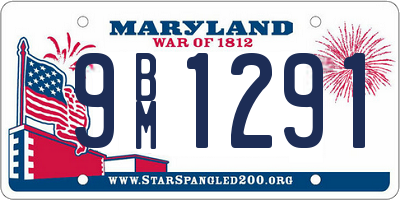 MD license plate 9BM1291