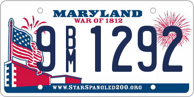 MD license plate 9BM1292