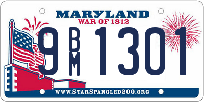 MD license plate 9BM1301